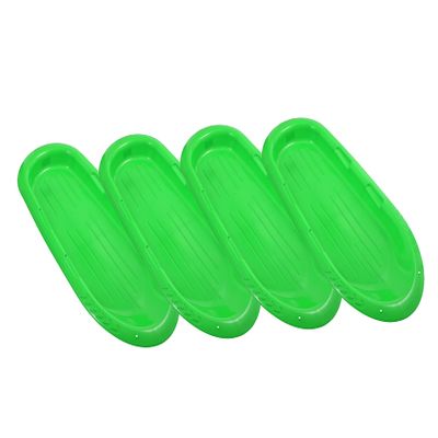 Superio Toboggan Snow Sled for Kids and Adults, 48" Heavy Duty Plastic Slider with Handles and Hole for Pull Ropes- Kid and Adult Winter Fun, 4 Pack (Green-48)
