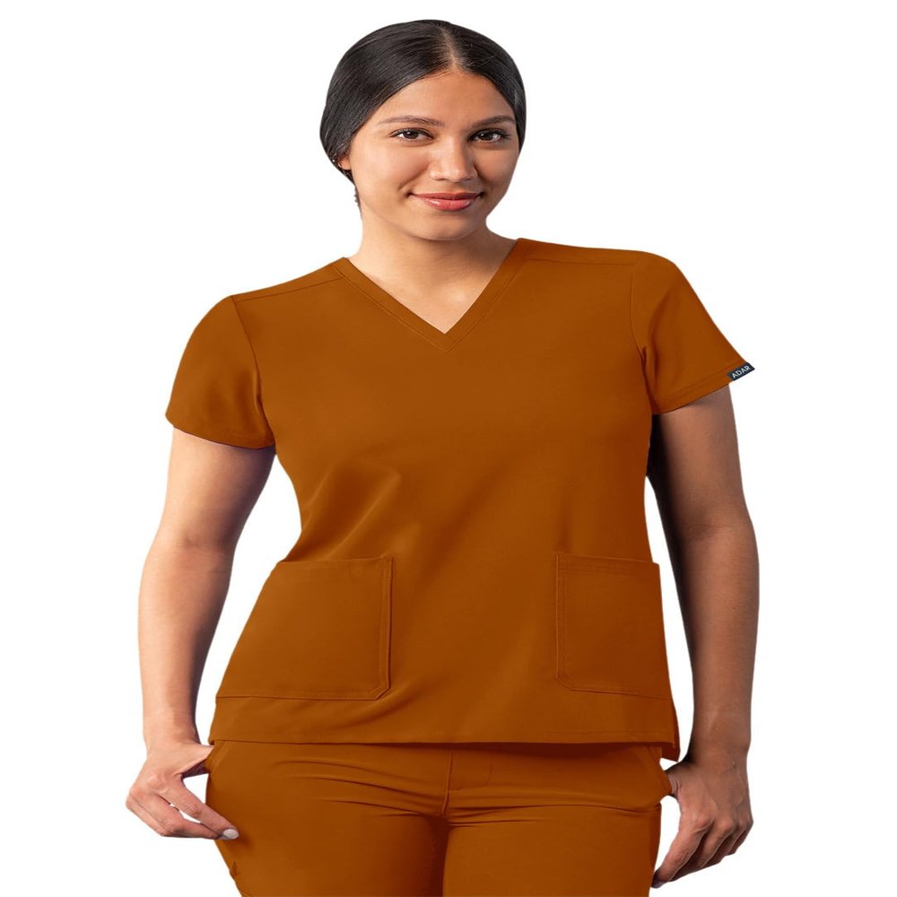Adar Uniforms Addition Scrubs for Women - Modern V-Neck Top - A6008 - Caramel - XL
