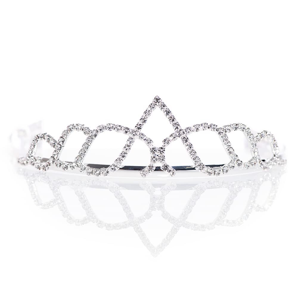 Anderson's Elodie Rhinestone Tiara, 1.5" High Silver Metal Crown with Sparkling Clear Rhinestones, Adjustable Fit & Removable Comfort Combs, Perfect for Prom, Homecoming, Weddings, Pageants, Quinceaeras, and Special Occasions