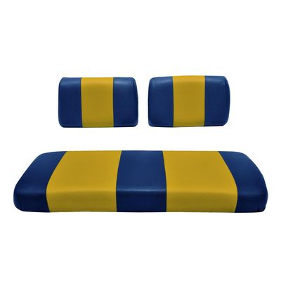 Seat Cover Replacement for Yamaha G-2/G-9 Golf Cart - Front Bench Seat - Premium Marine Vinyl -5 Panel Stitching - Staple On Installation - Two-Tone Golf Cart Seat Covers (Blue & Gold)