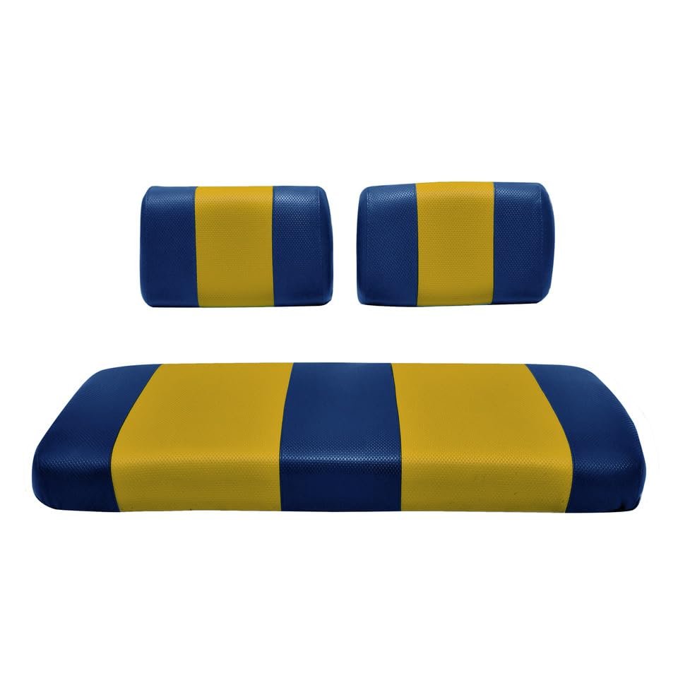 Seat Cover Replacement for Yamaha G-2/G-9 Golf Cart - Front Bench Seat - Premium Marine Vinyl -5 Panel Stitching - Staple On Installation - Two-Tone Golf Cart Seat Covers (Blue & Gold)