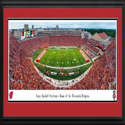 Wisconsin Badgers Football - 44x18-inch Double Mat, Deluxe Framed Picture by Blakeway Panoramas