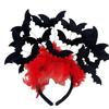 Needzo Halloween Black Bat Headband Costume Accessory with Red Feathers view 1
