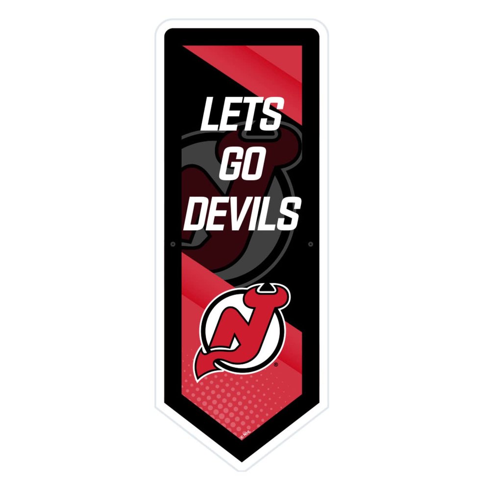 Team Sports America Evergreen NHL New Jersey Devils | Ultra-Thin LED Light Wall Sign Dcor | Large Pennant Banner | 9 x 23 Inches | Made in USA
