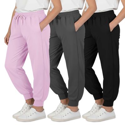 3 Pack Girls' Dry Fit Sweatpants Joggers Athletic Pants Teens Kids Hiking