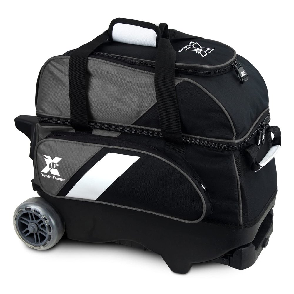 Tenth Frame Premium 2 ball Deluxe Roller Bowling Bag - Black/Gray JKXS-10F-2BDR-BLKGRY