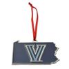Villanova Wildcats State Shape Metal Christmas Ornament view 1