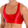 dPois Mens Shiny Crop Top Sleeveless Slim Fit T-Shirt Racerback Vest Tank Top Hot Sexy Clubwear Red X-Large view 1