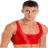 dPois Mens Shiny Crop Top Sleeveless Slim Fit T-Shirt Racerback Vest Tank Top Hot Sexy Clubwear Red X-Large view 2