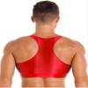 dPois Mens Shiny Crop Top Sleeveless Slim Fit T-Shirt Racerback Vest Tank Top Hot Sexy Clubwear Red X-Large view 4