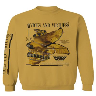 Black Skull and Snake Tatoo Cyberpunk Aesthetic Graphic LCD Psychedelic Men's Crewneck Sweatshirt (Gold Large)
