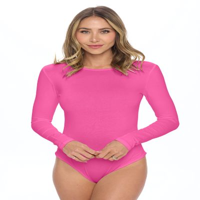 Natural Uniforms Long Sleeve Body Suit (Neon Pink, X-Large)