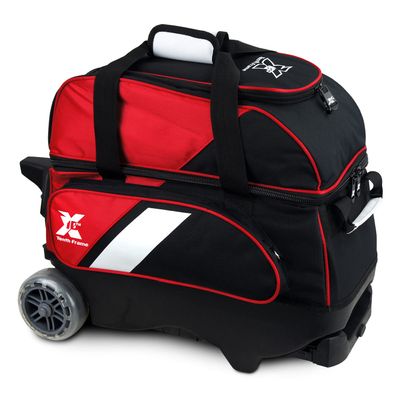 Tenth Frame 2 ball Deluxe Roller Bowling Bag - Black/Red (JKXS-10F-2BDR-BLKRED)