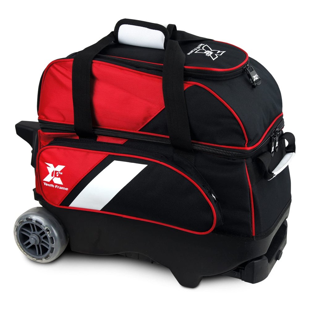 Tenth Frame 2 ball Deluxe Roller Bowling Bag - Black/Red (JKXS-10F-2BDR-BLKRED)