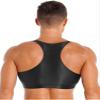 FEESHOW Mens Glossy Muscle Tops Workout Vest Crop Tops Bodybuilding Compression Stringer Tee Shirt Black Large view 4