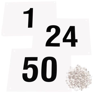 Azarxis Race Competitor Numbers Running Bibs with Safety Pins Tyvek Tearproof for Outdoor Sports Marathon Trail Racing Jogging Race Event (Numbers 1-50)