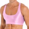 FEESHOW Mens Glossy Muscle Tops Workout Vest Crop Tops Bodybuilding Compression Stringer Tee Shirt Pink X-Large view 1