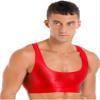 FEESHOW Mens Glossy Muscle Tops Workout Vest Crop Tops Bodybuilding Compression Stringer Tee Shirt Red Large view 2