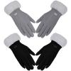 Bencailor 2 Pairs Winter Touchscreen Women Gloves Winter Cold Weather Plush Thermal Fleece Lining Gloves Warm Soft Fluffy Cuff Texting mittens view 1