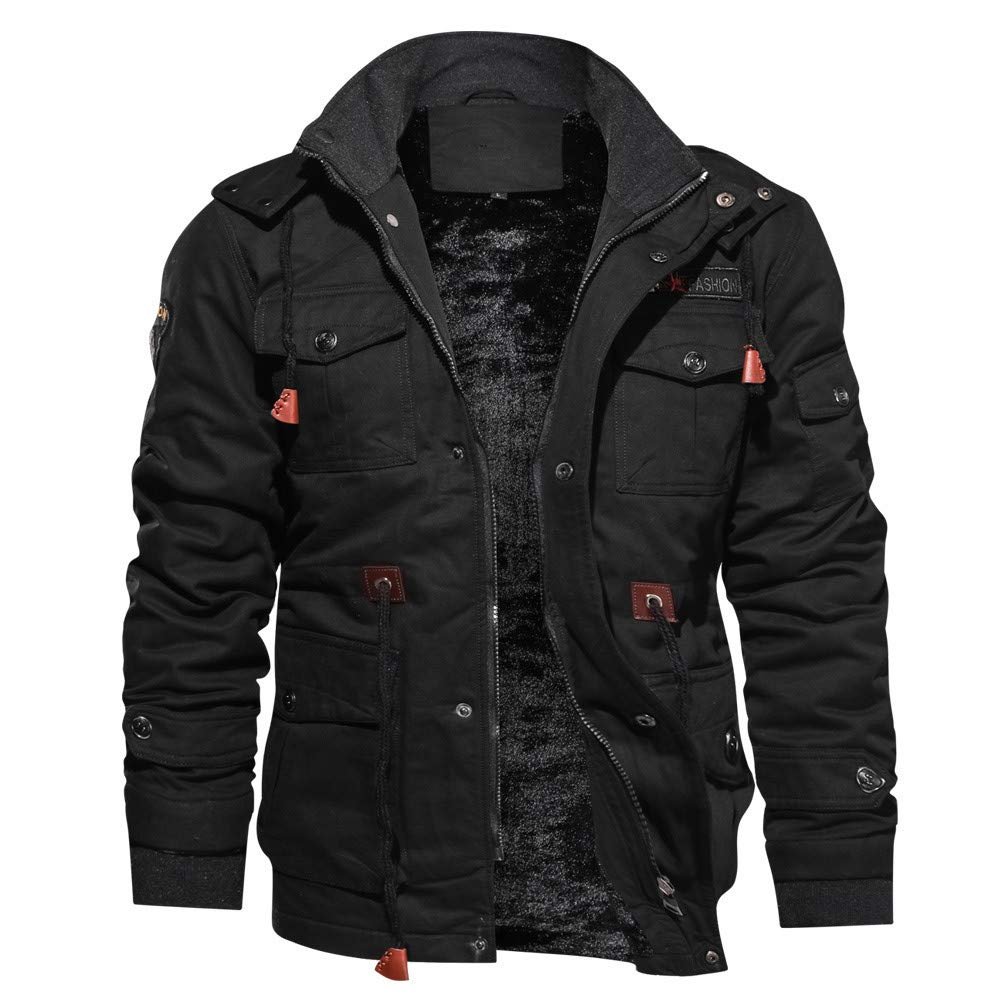 Ymosrh Mens Corduroy Jacket, Big & Tall Outerwear Men Winter Fleece Sherpa Lined Thickened Coat Outwear (XXL, Black)