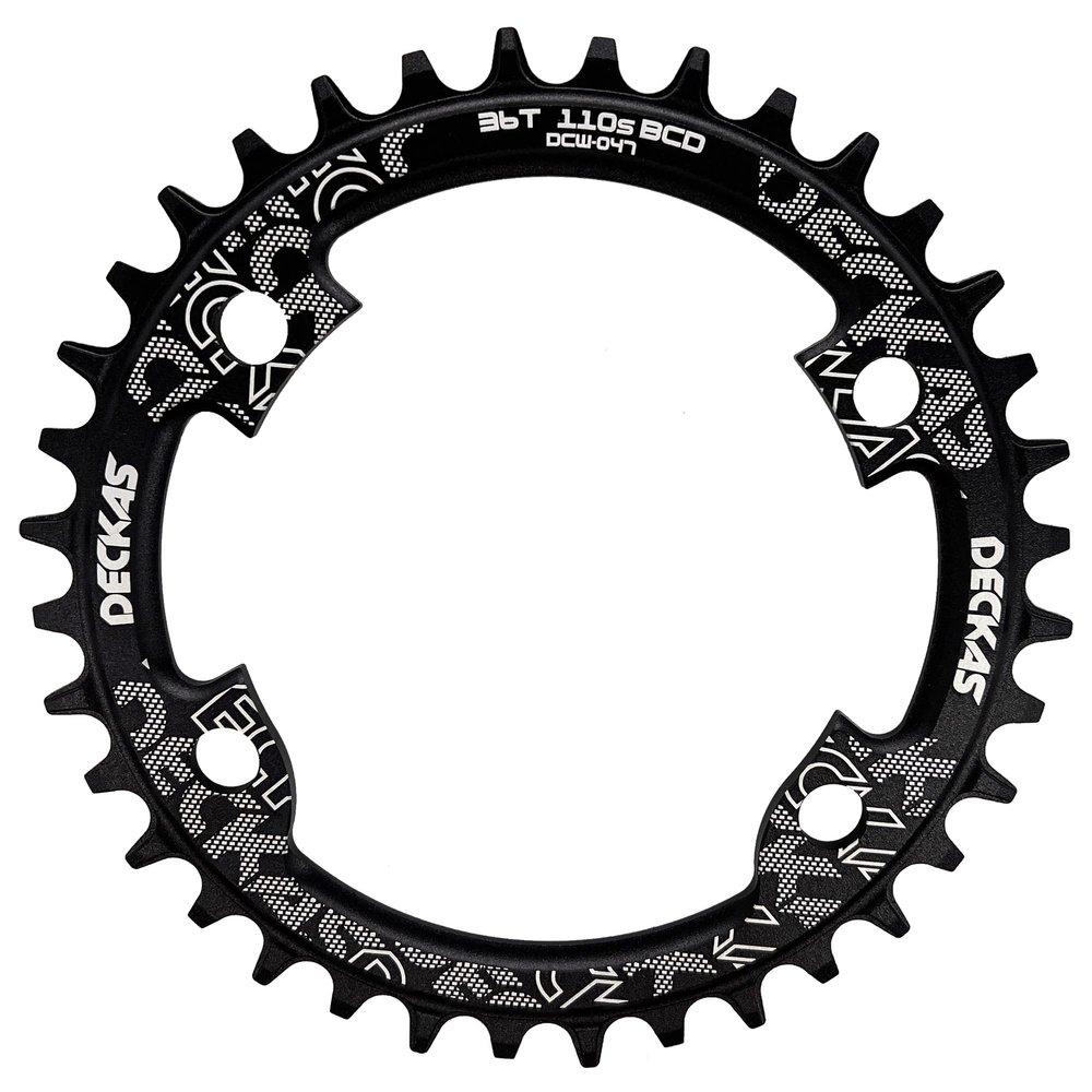 DECKAS Round Chainring 110BCD 4-Bolt 36T 38T 40T 42T 44T 46T 48T 50T 52T Narrow Wide Chainring for 7/8/9/10/11/12 - Speed (Black 52T)