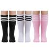 Dxhycc 3 Pairs Kids Soccer Socks Stripes Knee High Tube Socks School Cotton Uniform Sports Socks for Toddler Girls and Boys view 1
