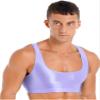 FEESHOW Mens Glossy Muscle Tops Workout Vest Crop Tops Bodybuilding Compression Stringer Tee Shirt Light Purple Large view 2
