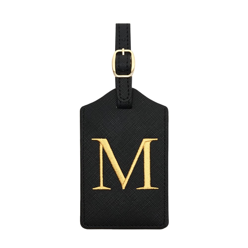 Luggage Tag PU Leather for Suitcase Baggage Handbag Travel Bag Label Suitcase Tag Label Tag w. Name Card & Privacy Cover (M)