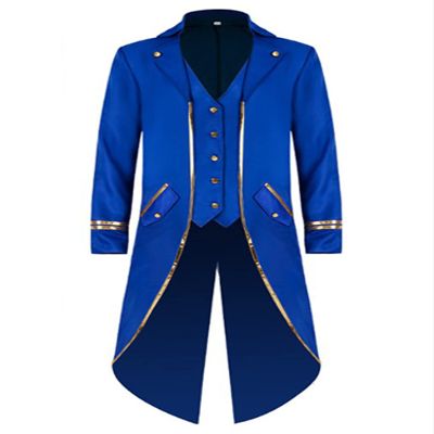winying Mens Halloween Medieval Theme Party Costume Vintage Tailcoat Long Swallow-Tailed Coat Blue Small