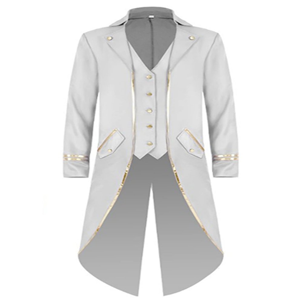 winying Mens Halloween Medieval Theme Party Costume Vintage Tailcoat Long Swallow-Tailed Coat White Large