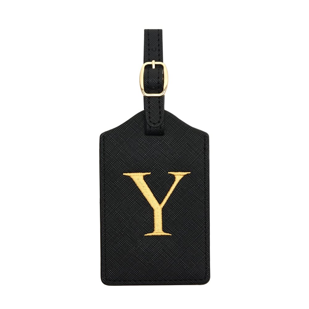 Luggage Tag PU Leather for Suitcase Baggage Handbag Travel Bag Label Suitcase Tag w. Name Card & Privacy Cover (Y)