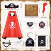 HyDren 2 Set Pirate Cape Costume Accessories, Pirate Cosplay Role Play Set Decoration Halloween Party Gift for Kids Boy Girl(Black and Red Cape) view 2