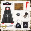 HyDren 2 Set Pirate Cape Costume Accessories, Pirate Cosplay Role Play Set Decoration Halloween Party Gift for Kids Boy Girl(Black and Red Cape) view 3