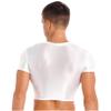 ACSUSS Summer Men's Super Short T-Shirt Gym Sport Basic Pullover Crop Tops T-Shirt Blouses Shirt White Large view 4
