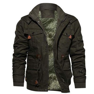 Ymosrh Coats for Men, Men's Bomber Jacket for Cold Weather Winter Thickened Fleece Sherpa Coat Outwear (L, Army Green)