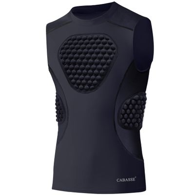 Cabasse Youth Padded Protective Shirt, Chest Rib Protector Heart Guard Sternum Shirt for Football Paintball Baseball (Black, Small)
