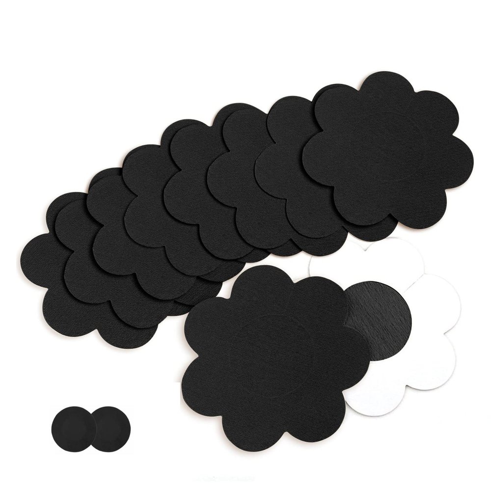 Goldfarm Nipple Breast Covers, Breast Pasties Adhesive Bra Disposable 10 Pairs (Black)