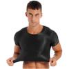 Jhaoyu Men's Sheer Undershirts Ice Silk Glossy Basics Shirts Sexy Fitness Bodybuilding Half Shirt Black X-Large view 3