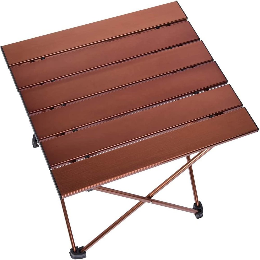 LFGUD Portable Camping Folding Table, Outdoor Lightweight Camping Aluminum Table for Picnic Camp Boat Travel, Party Dining Camp Tables(Coffee) (Medium-22 Dx16 Wx16 H(5640.540.5 cm))
