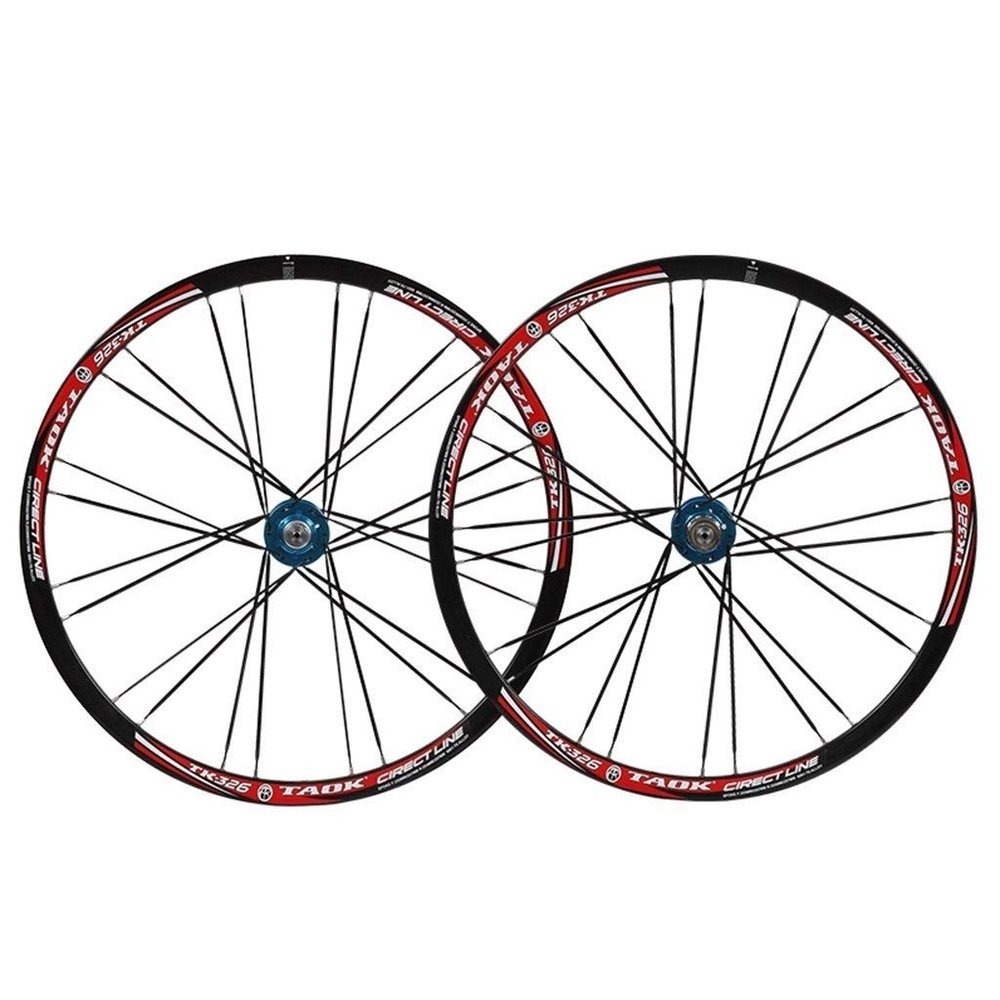 SHKJ Mountain Bike Wheelset 26 Inch Double Walled Alu Rim MTB Disc Brake Wheels Front Rear QR Bicycle Wheelset Cassette Hub 7/8/9 Speed (Color : Black Blue)