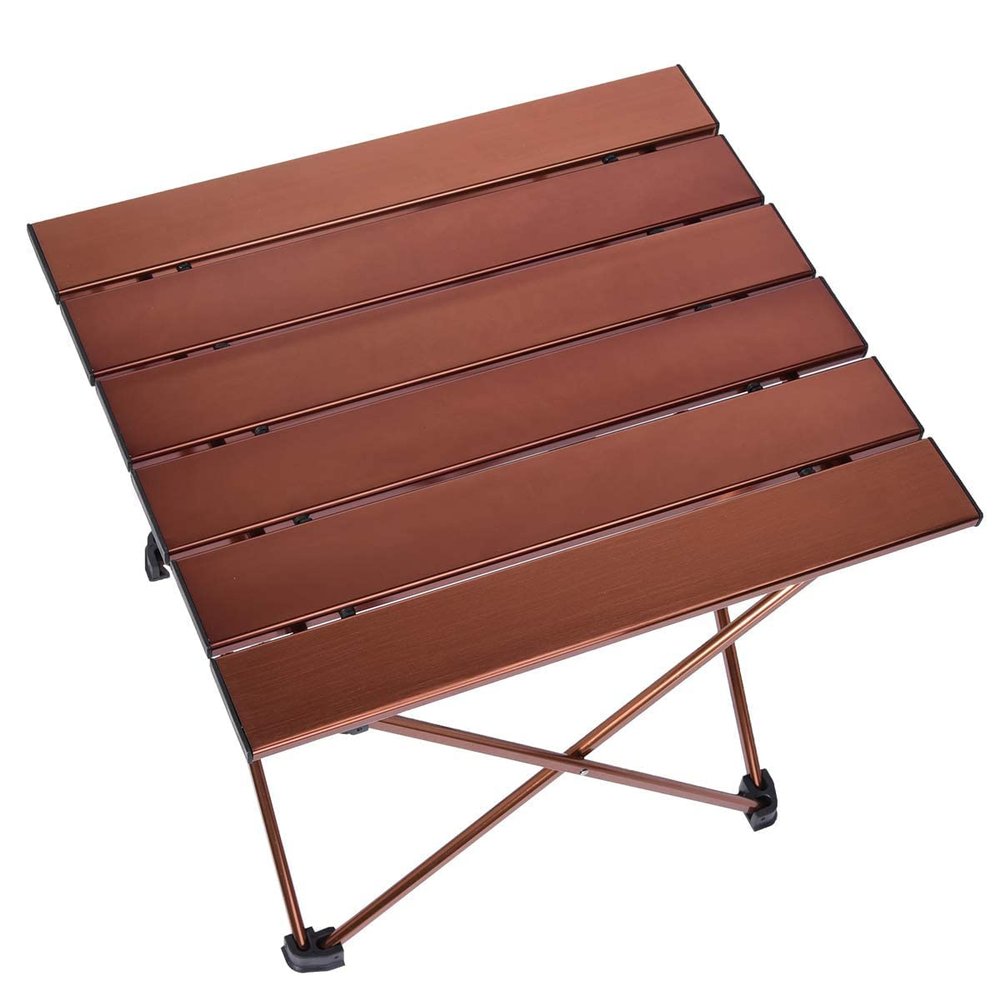 LFGUD Portable Camping Folding Table, Outdoor Lightweight Camping Aluminum Table for Picnic Camp Boat Travel, Party Dining Camp Tables(Coffee) (Small-15 Dx14 Wx13 H(39.534.532.5 cm))