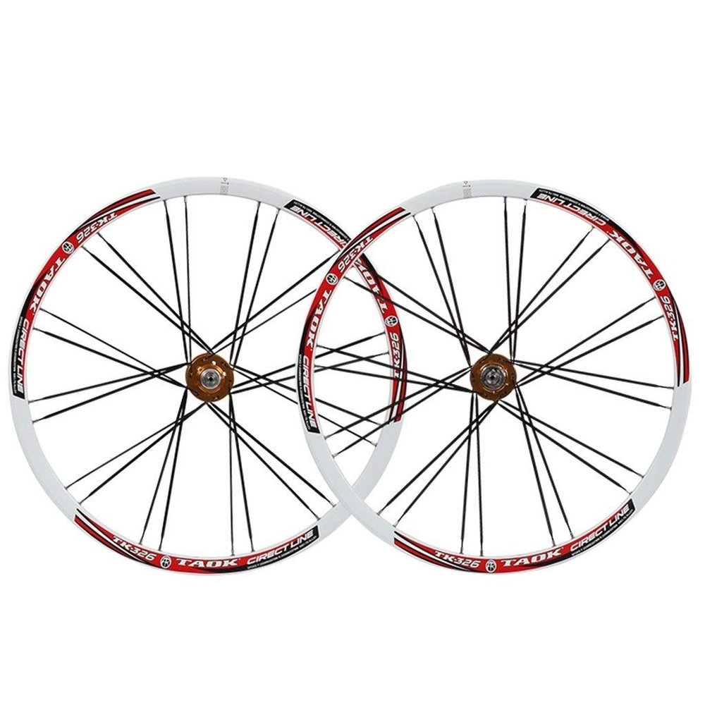 SHKJ Mountain Bike Wheelset 26 Inch Double Walled Alu Rim MTB Disc Brake Wheels Front Rear QR Bicycle Wheelset Cassette Hub 7/8/9 Speed (Color : White Gold)