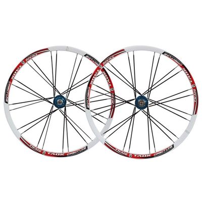 SHKJ Mountain Bike Wheelset 26 Inch Double Walled Alu Rim MTB Disc Brake Wheels Front Rear QR Bicycle Wheelset Cassette Hub 7/8/9 Speed (Color : White Blue)