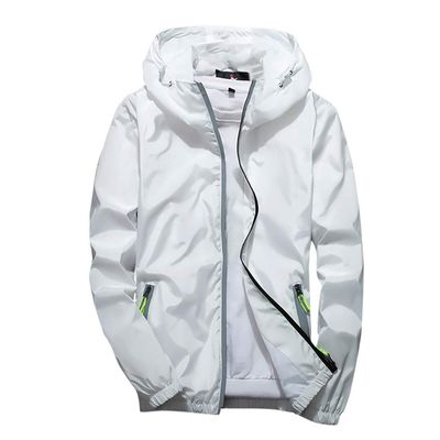 Ymosrh Rain Jackets for Men Waterproof, Trench Coat Black Coat Men's Jacket with Hood Waterproof Casual Color Plus Size Hoodie Reflective Zipper Outdoor Sport Coat Fashion Thick Leather (7XL, White)