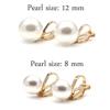HAPPYAN Women's Bridal Wedding Simulated Pearl Clip on Earrings No Pierced Luxury Jewelry Ear Clip Anit-allergy (12mm Gold Clip-ons) view 3
