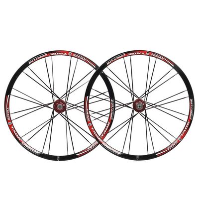SHKJ Mountain Bike Wheelset 26 Inch Double Walled Alu Rim MTB Disc Brake Wheels Front Rear QR Bicycle Wheelset Cassette Hub 7/8/9 Speed (Color : Black Red)