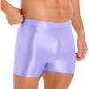 dPois Mens Glossy Mid Waist Board Shorts Compression Workout Gym Yoga Sports Athletic Short Leggings Purple X-Large view 2