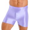 dPois Mens Glossy Mid Waist Board Shorts Compression Workout Gym Yoga Sports Athletic Short Leggings Purple X-Large view 3