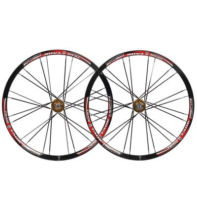 SHKJ Mountain Bike Wheelset 26 Inch Double Walled Alu Rim MTB Disc Brake Wheels Front Rear QR Bicycle Wheelset Cassette Hub 7/8/9 Speed (Color : Black Gold)