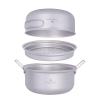 iBasingo 1.8L Titanium Steamer Stockpot and Fry Pan Set Ultralight Cooking Pot Pan Portable for Outdoor Camping Backpacking Household Kitchen Ti2102C view 1
